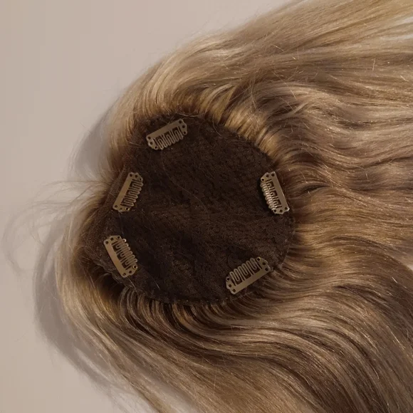 Ash Blonde Human Hair Topper, 25 Inch European Hair, Low Light,highlights,custom - Picture 6 of 12